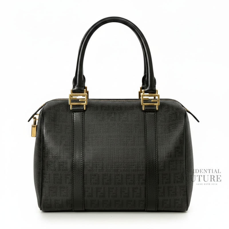 Black Zucchino Spalmati Coated Canvas Forever Bauletto Boston Bag