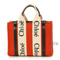 Wool/Leather Orange Small Woody Tote Bag