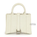 White Embossed Hourglass XXS East-West Tote