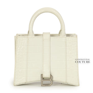 White Embossed Hourglass XXS East-West Tote