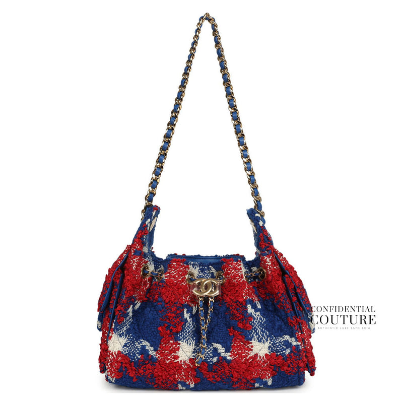 25 Red/Blue Small Tweed Handbag