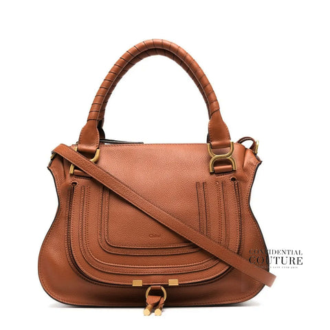 Tan Medium Marcie Bag In Grained Leather
