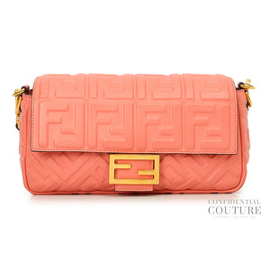Rosa FF Embossed Nappa Leather Baguette Bag