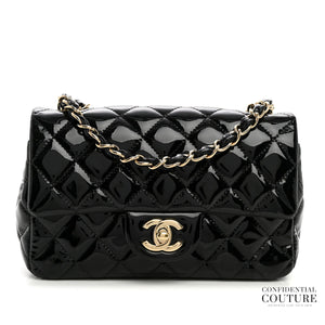 Classic Mini Flap Black Quilted Patent Leather Classic Flap Bag