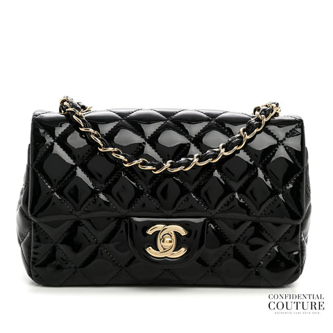 Classic Mini Flap Black Quilted Patent Leather Classic Flap Bag