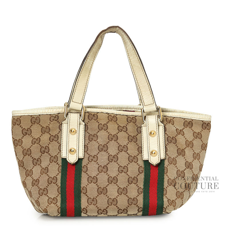 Jolicoeur Striped Charm Beige GG Canvas Tote Bag