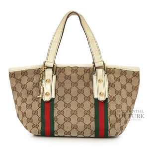 Jolicoeur Striped Charm Beige GG Canvas Tote Bag