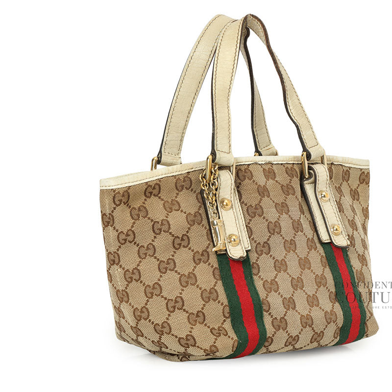 Jolicoeur Striped Charm Beige GG Canvas Tote Bag