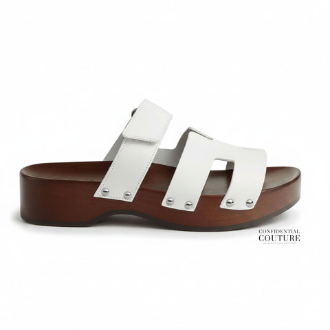 White/Brown Kos Clog Slides | EU 38 | UK 5 | US 7.5