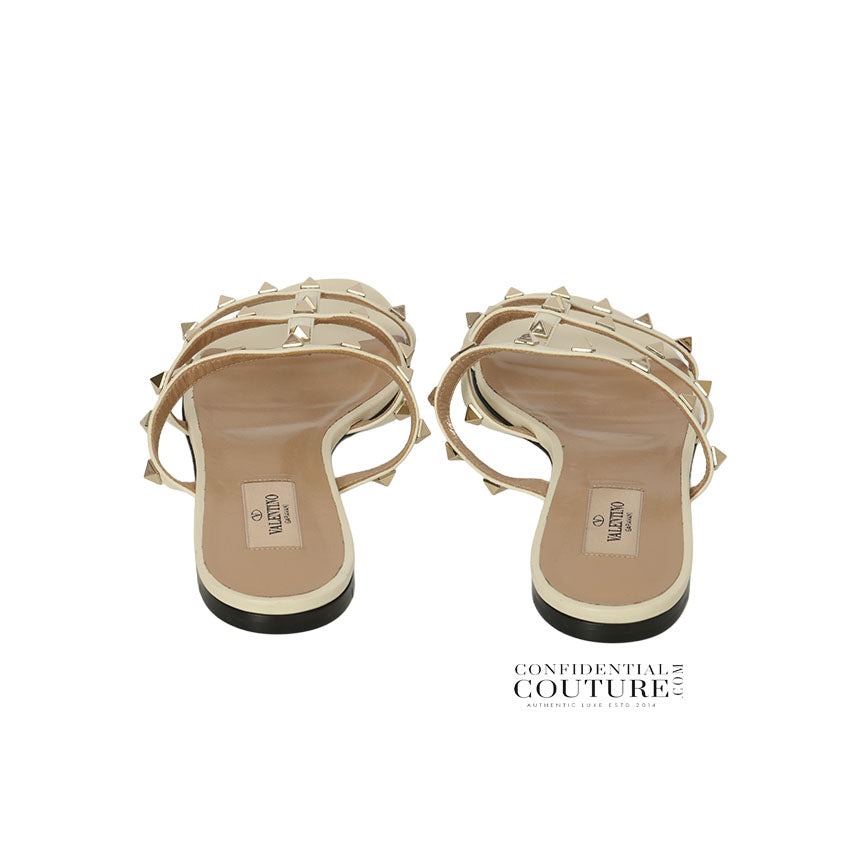Rockstud White Flat Slide Sandal EU 39 | US 9 | UK 6
