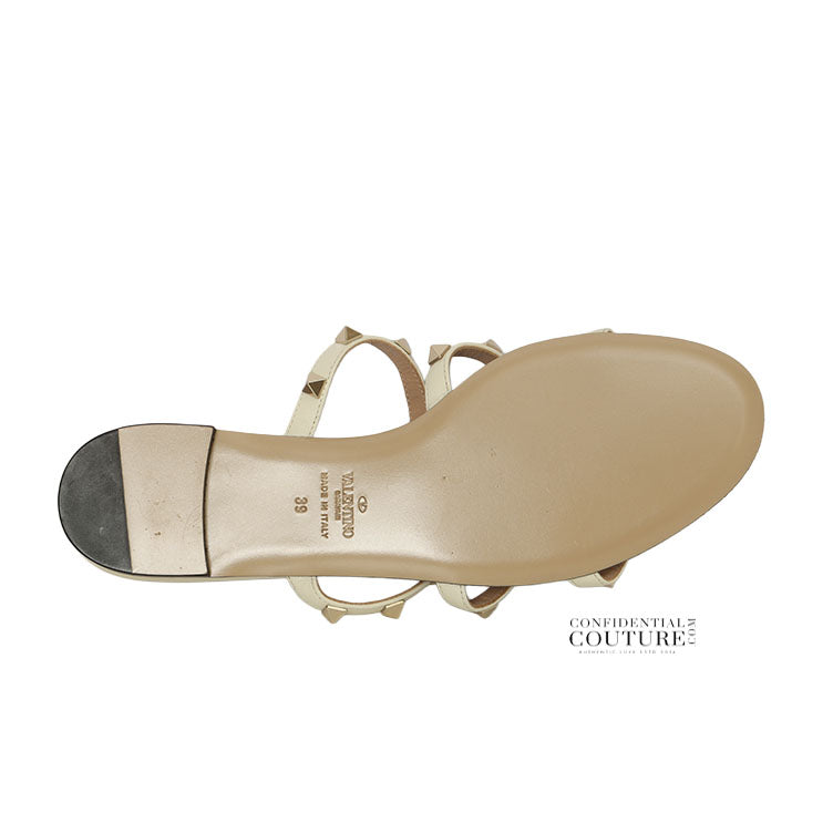 Rockstud White Flat Slide Sandal EU 39 | US 9 | UK 6