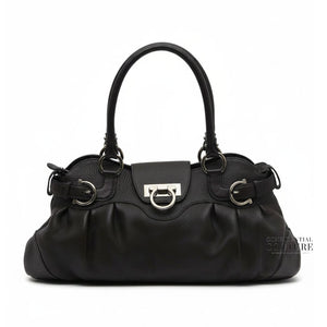 Black Leather Marisa Shoulder Bag