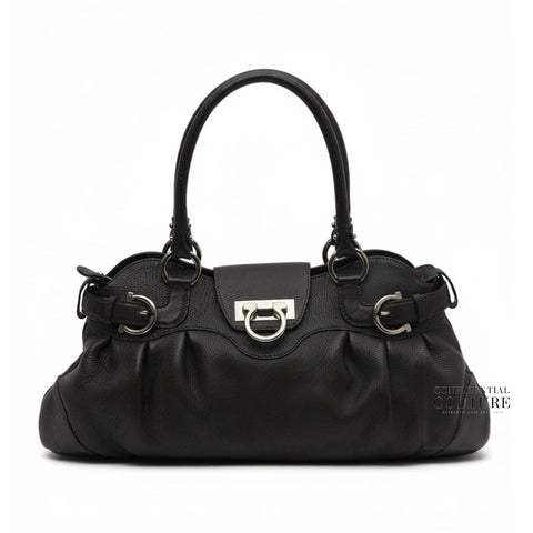 Black Leather Marisa Shoulder Bag