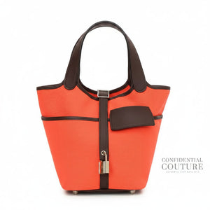 Picotin Cargo Lock 18 Rose Texas/Rouge Sellier Toile Goeland & Swift Leather Tote