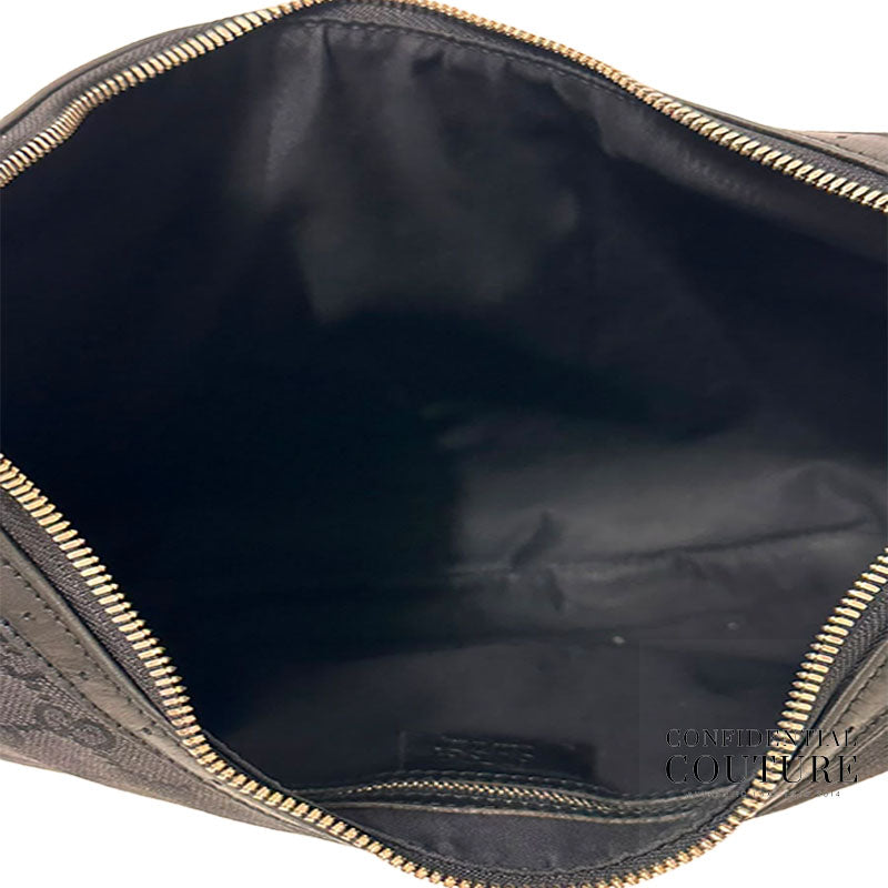 Black GG Canvas Reins Hobo Bag