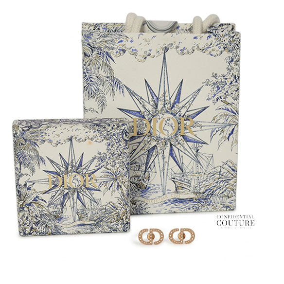 Petit CD Stud Earrings Gold-Finish Metal & Pearls
