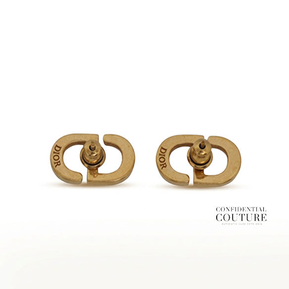 Petit CD Stud Earrings Gold-Finish Metal & Pearls