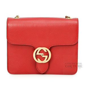 Dollar Interlocking G Red Leather Crossbody Bag