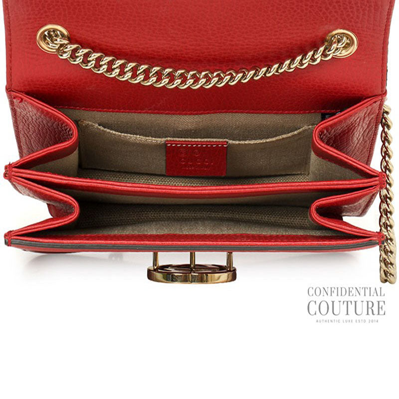 Dollar Interlocking G Red Leather Crossbody Bag