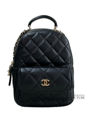Black Quilted Leather Mini Backpack