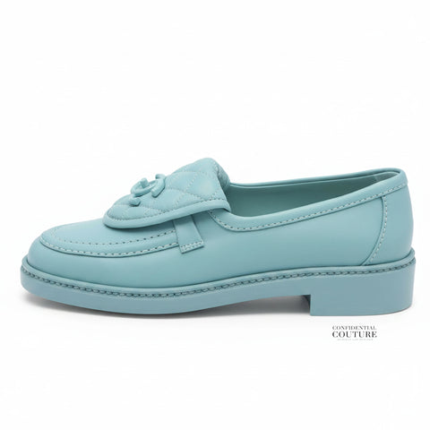 Light Blue 2024 Interlocking CC Logo Loafers- 39C