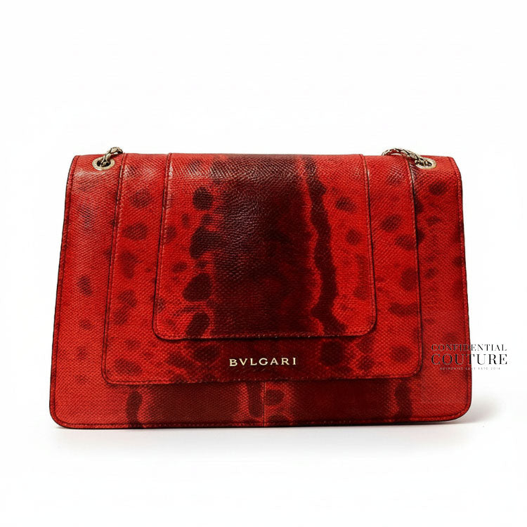 Red Karung Leather Medium Serpenti Forever Shoulder Bag