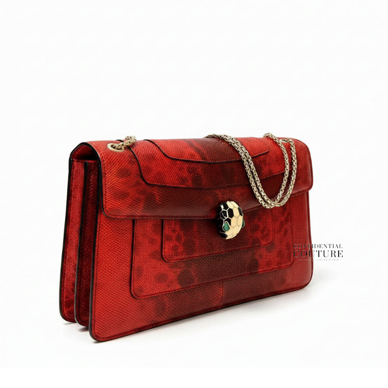 Red Karung Leather Medium Serpenti Forever Shoulder Bag
