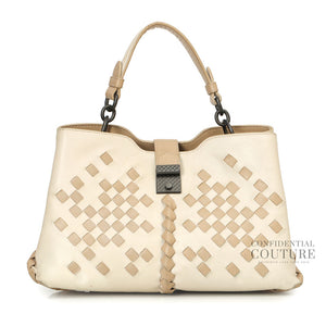 Ivory/Sand Intreciatto Napolli Bag