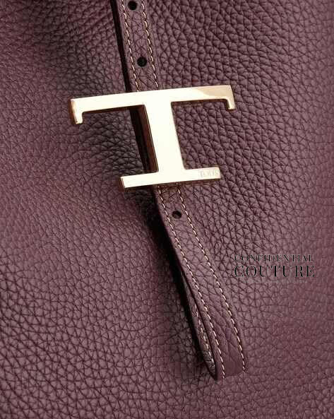 T Timeless Leather Shoulder Dark Plum Bag.