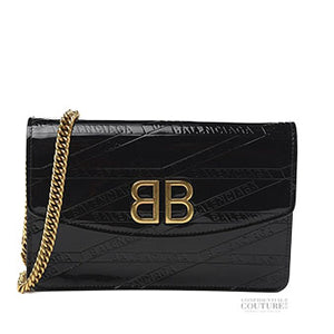 Black Patent Leather BB Losange Wallet On Chain Bag