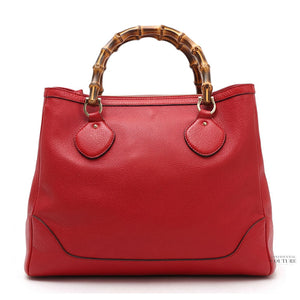 Red Leather Medium Vintage Diana Tote Bag