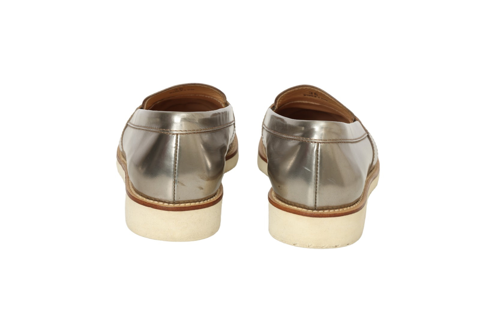 Metallic Bronze Leather Slip On Loafer - Size 36