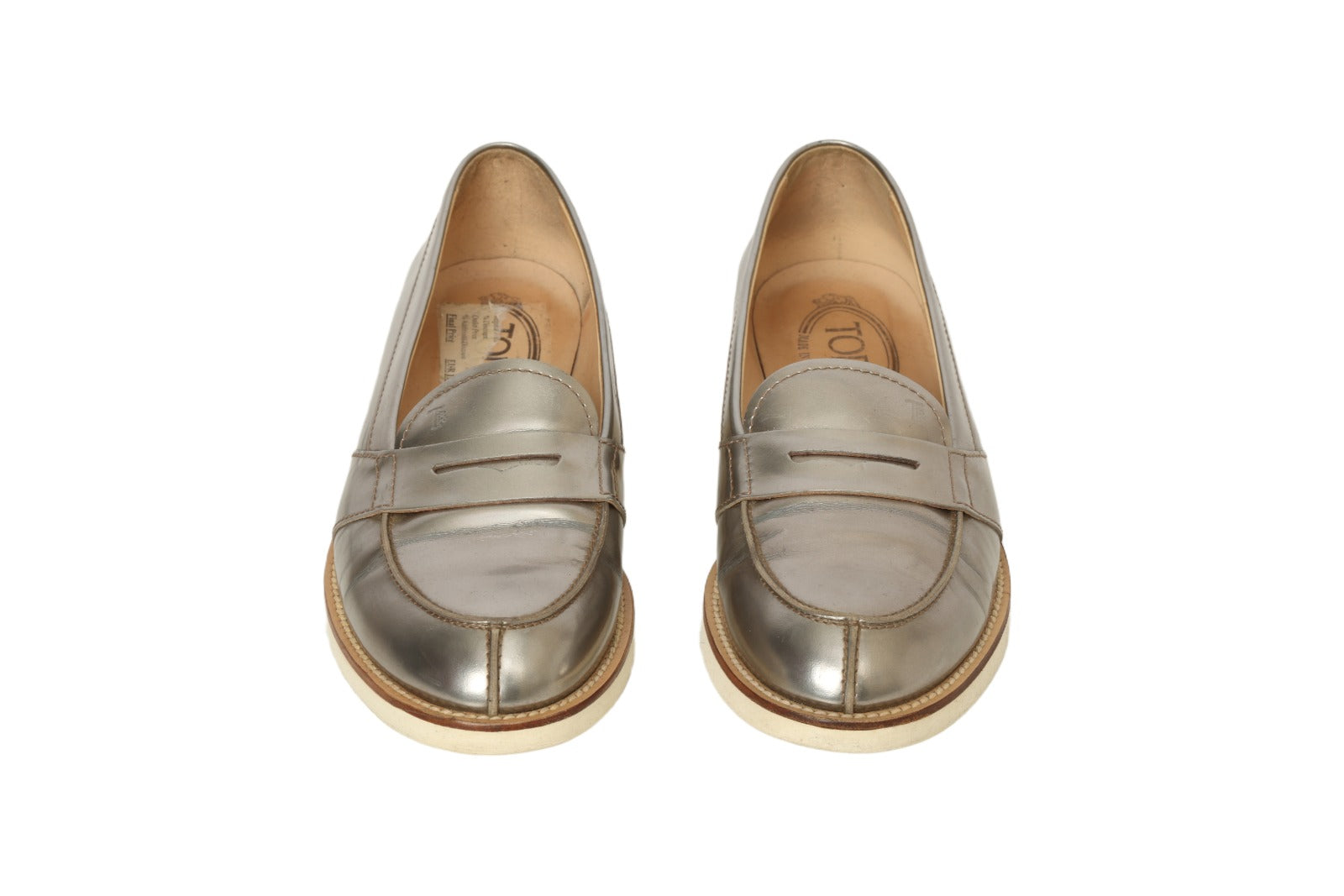 Metallic Bronze Leather Slip On Loafer - Size 36