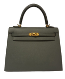 Kelly 25 Vert Amande With Gold Hardware Z
