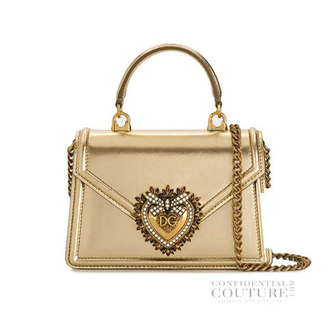 Small Devotion In Gold Nappaa Mordore Leather Top Handle Bag