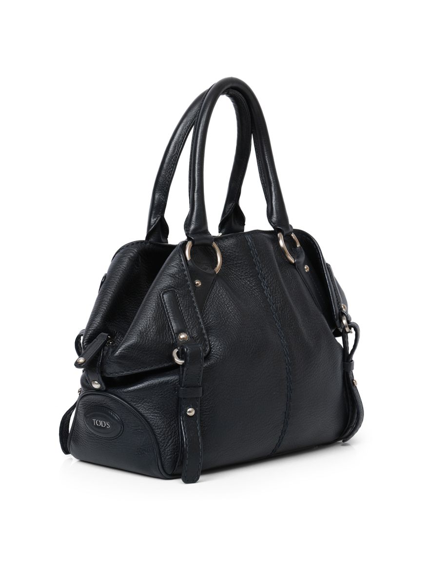 Tod's Black Pebbled Leather Classic Tote One Size