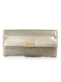 Gold Metallic Leather & Glitter Resse Clutch Small