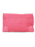 Pink Calf Leather Loubiposh Spiked Clutch Bag One Size