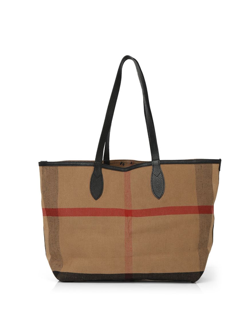 Coated Canvas Mega Check Reversible Doodle Tote One Size