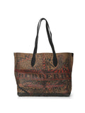 Coated Canvas Mega Check Reversible Doodle Tote One Size