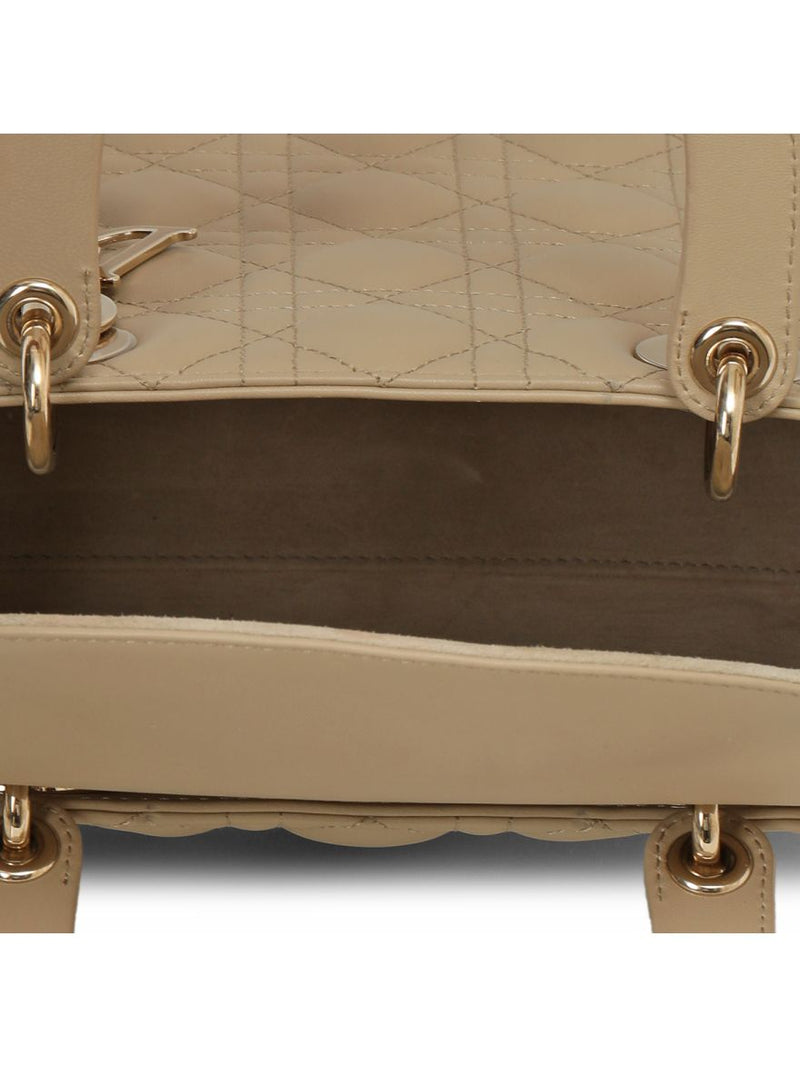 Dior Beige Cannage Lambskin Medium Lady Dior Bag Medium