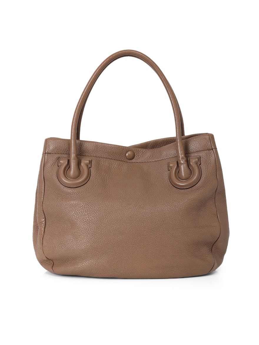 Brown Pebbled Leather Tote One Size