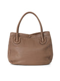 Brown Pebbled Leather Tote One Size