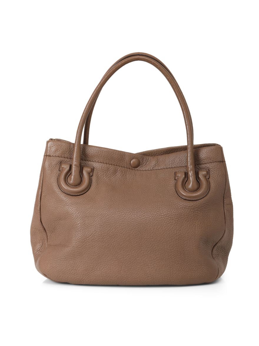 Brown Pebbled Leather Tote One Size