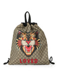 GG Supreme Angry Cat Drawstring Backpack One Size