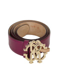 Logo Buckle Leather Belt - Purple 42/85