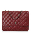 Maroon Caviar Leather Single Flap Bag Maxi