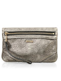 Pewter Metallic Leather Wristlet One Size