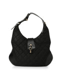 Black Quilted Nylon Hobo Bag One Size