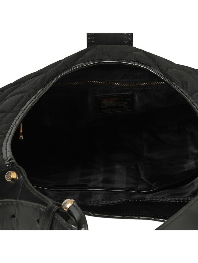 Black Quilted Nylon Hobo Bag One Size